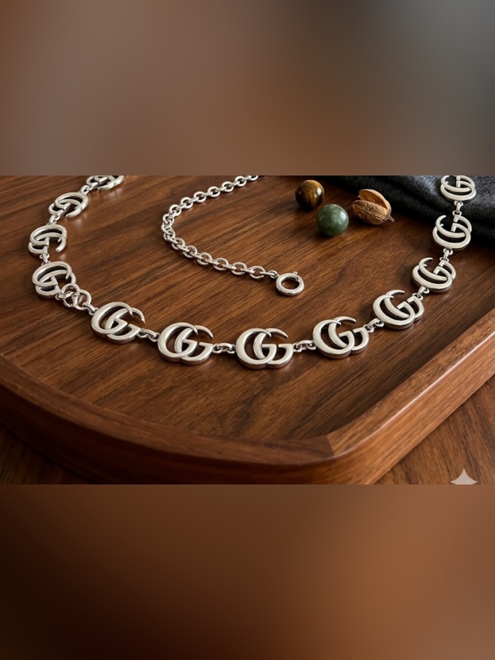 Silver Interlocking G Chain Belt S/M